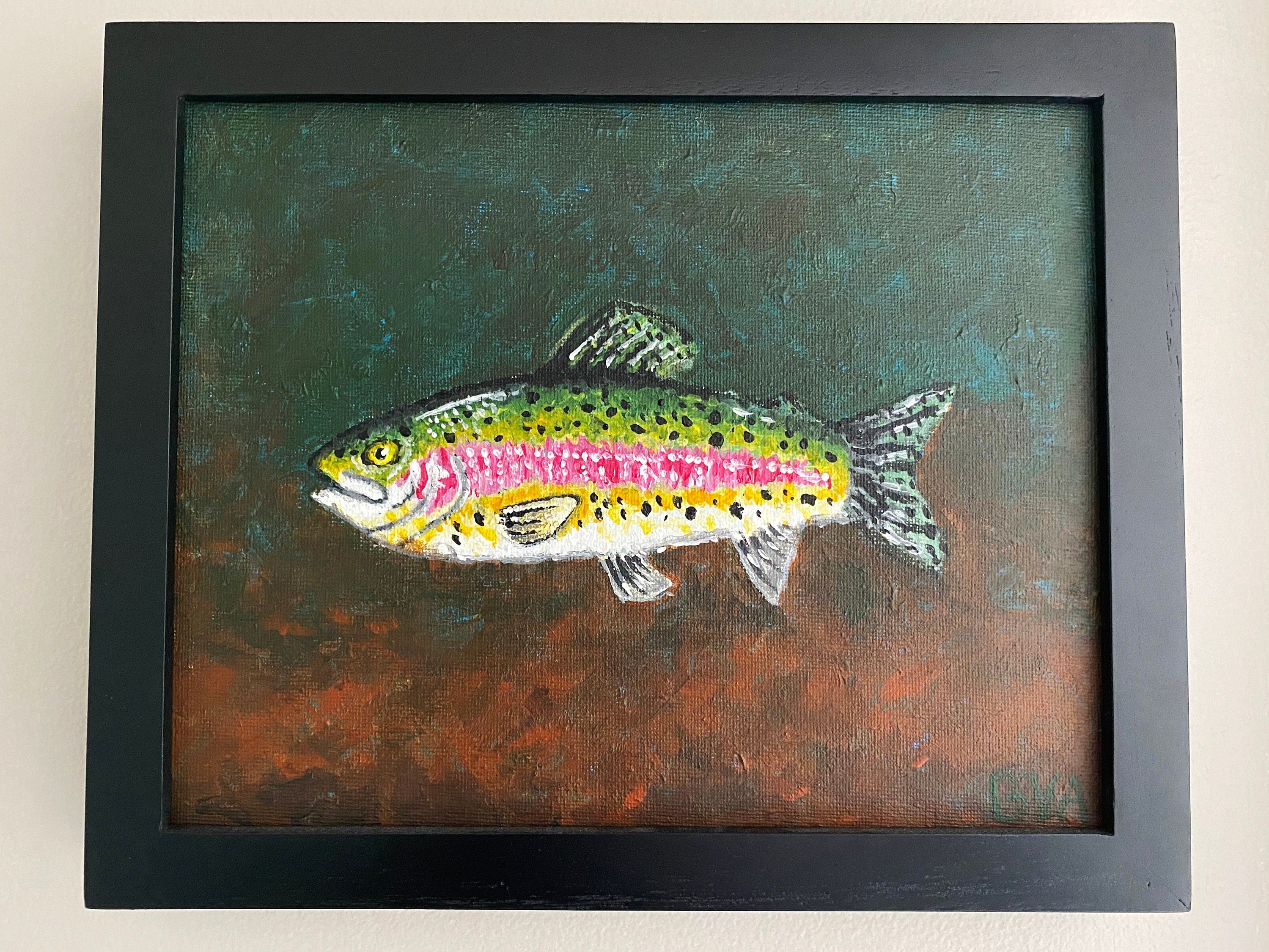 Rainbow Trout Acrylic Painting on Canvas Board
