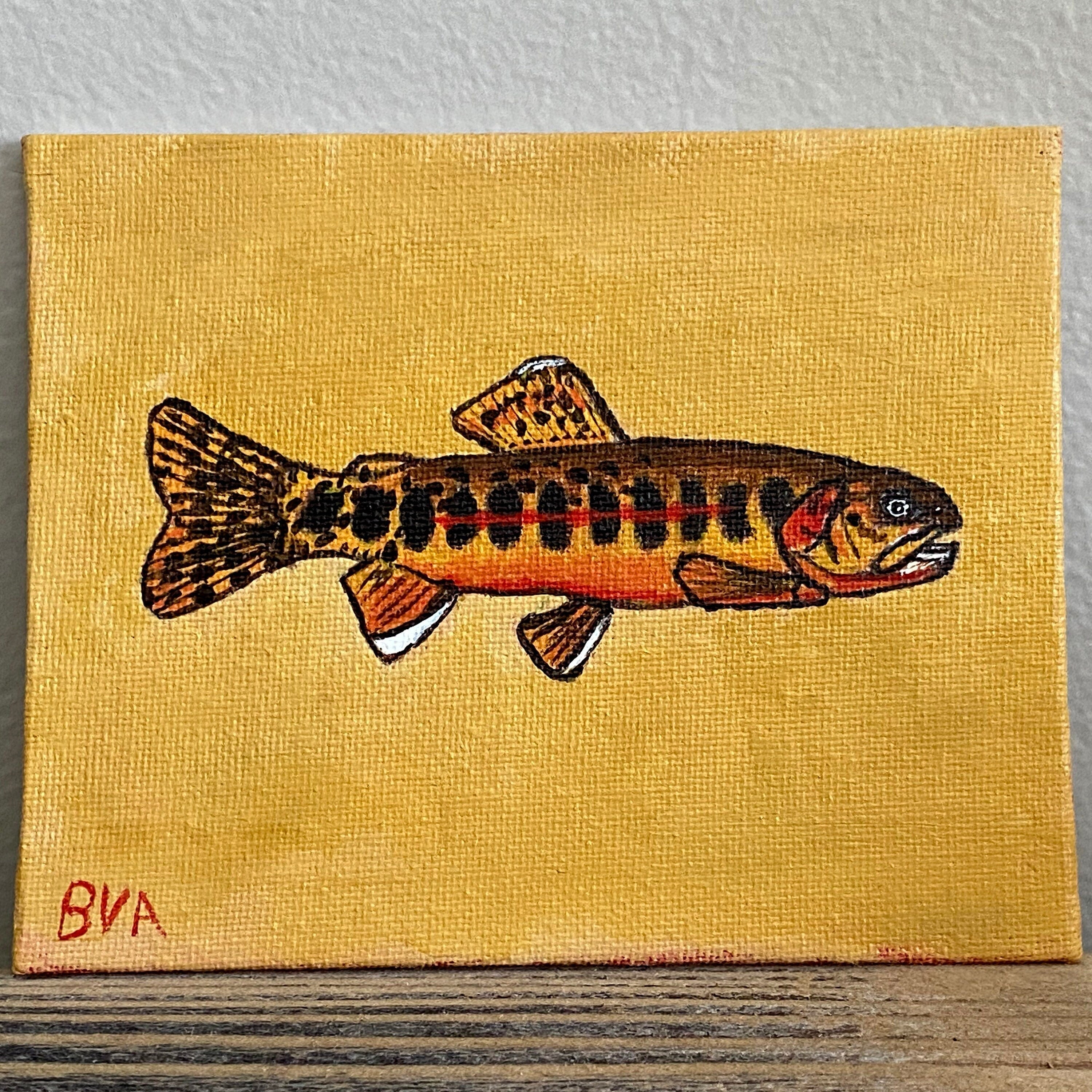 Golden Trout Mini Painting | 4x5 in | Acrylic on Canvas Board